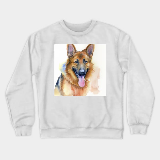 German Shepherd Watercolor - Gift For Dog Lovers Crewneck Sweatshirt by Edd Paint Something